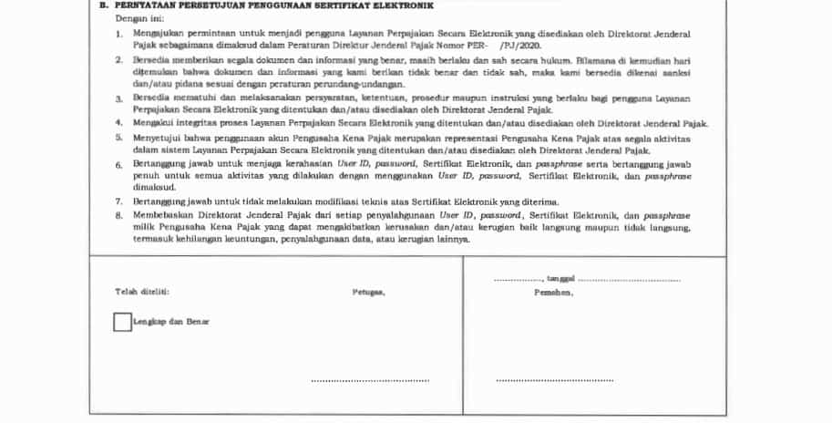 Form Permintaan Sertifikat Elektronik dan Contohnya
