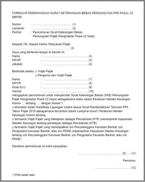 Importir terdampak COVID-19 bebas PPh 22 Impor, Ini contoh surat keterangan bebas pajak permohonan skb pph 22 impor hingga syaratnya!