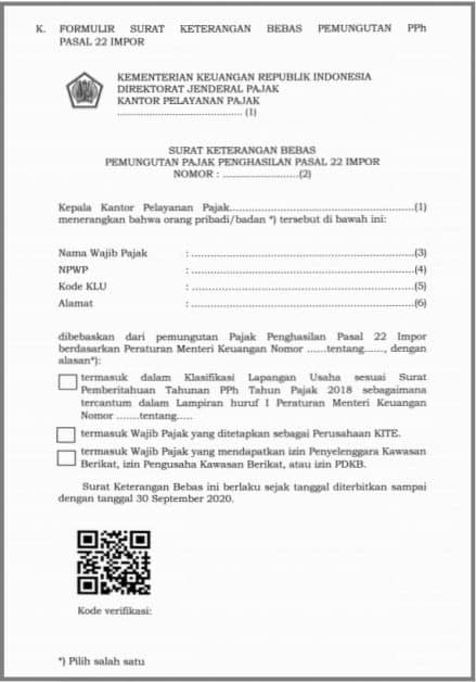 Importir terdampak COVID-19 bebas PPh 22 Impor, Ini contoh surat keterangan bebas pajak permohonan skb pph 22 impor hingga syaratnya!