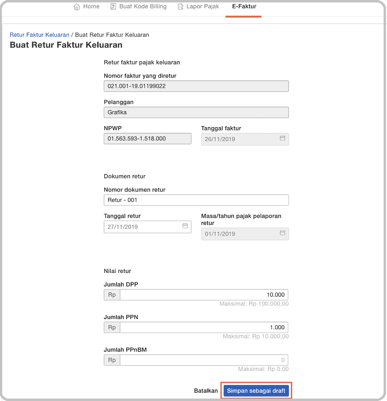Penggunaan e-Faktur Online Klikpajak