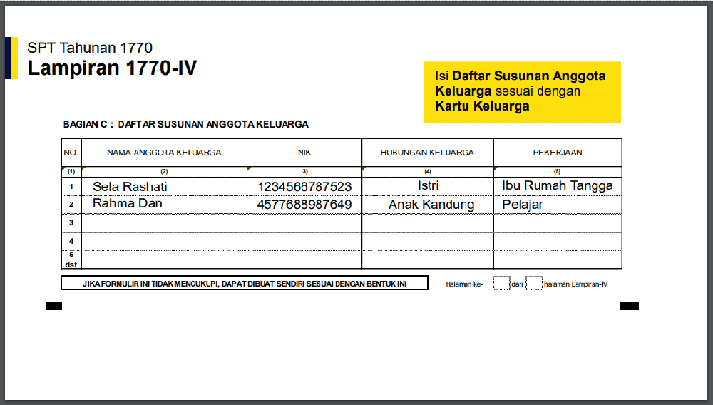 Contoh Pengisian Formulir SPT Tahunan 1770