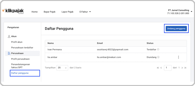 Klikpajak Multi User & Klikapajak Multi Company Gratis dan Unlimited