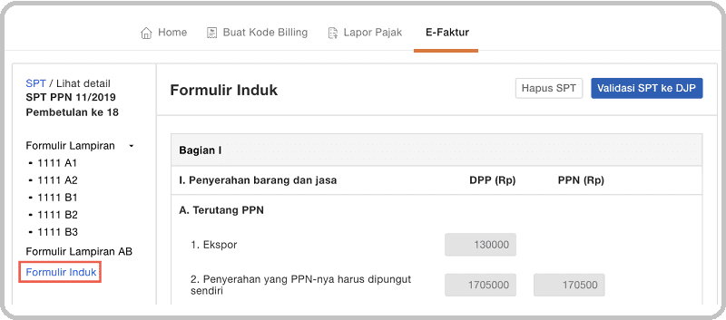 Formulir Induk eFaktur, Cara Lapor PPN Masa Online