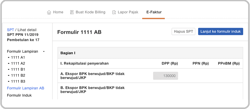 Formulir 1111 AB, Cara Lapor SPT Masa PPN Online, batas waktu upload eFaktur