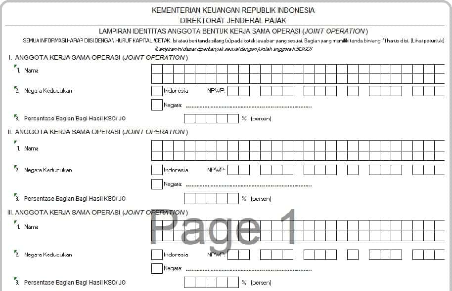 Contoh Formulir Syarat Untuk Pembuatan NPWP Badan - lampiran anggota kso
