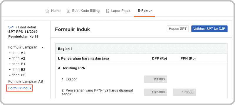 Formulir Lampiran, Cara Lapor PPN MASA Online