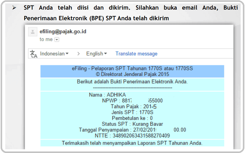 bukti lapor pajak
