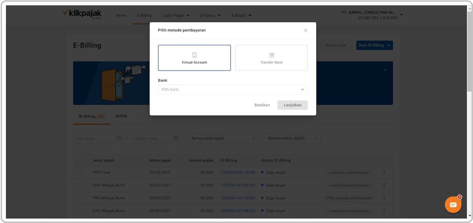 eBilling Klikpajak: Cara Bayar e Billing, e-Billing Pajak Online di Mekari Pay