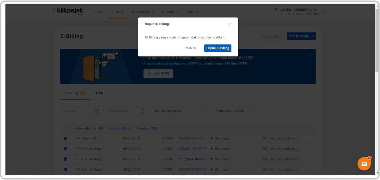 eBilling Klikpajak: Cara Bayar e Billing, e-Billing Pajak Online di Mekari Pay