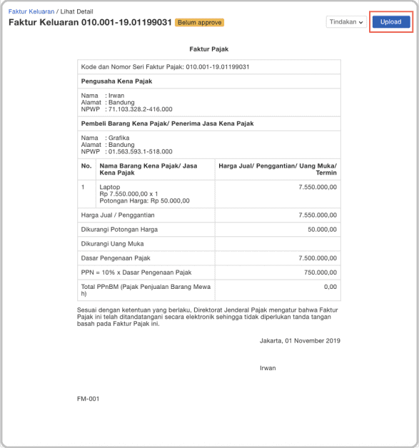 Upload Faktur Keluaran: Cara Simpan dan Upload eFaktur