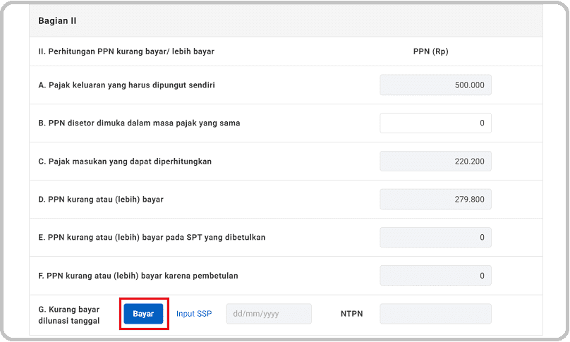 Cara Bayar Pajak Terutang di Halaman SPT PPN e-Faktur Klikpajak