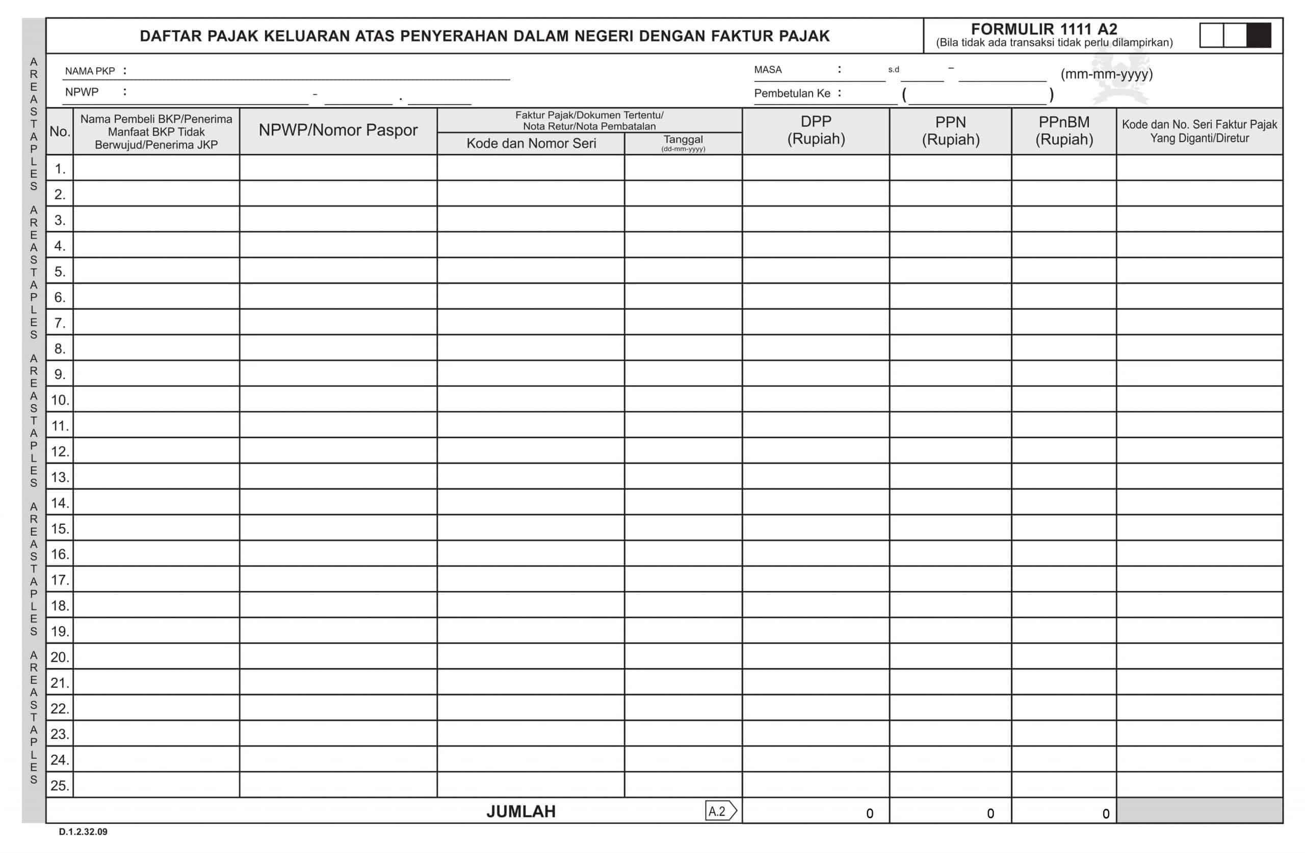 Form SPT Masa PPN 1111 Excel Terbaru & Formulir SPT Masa PPN 1107