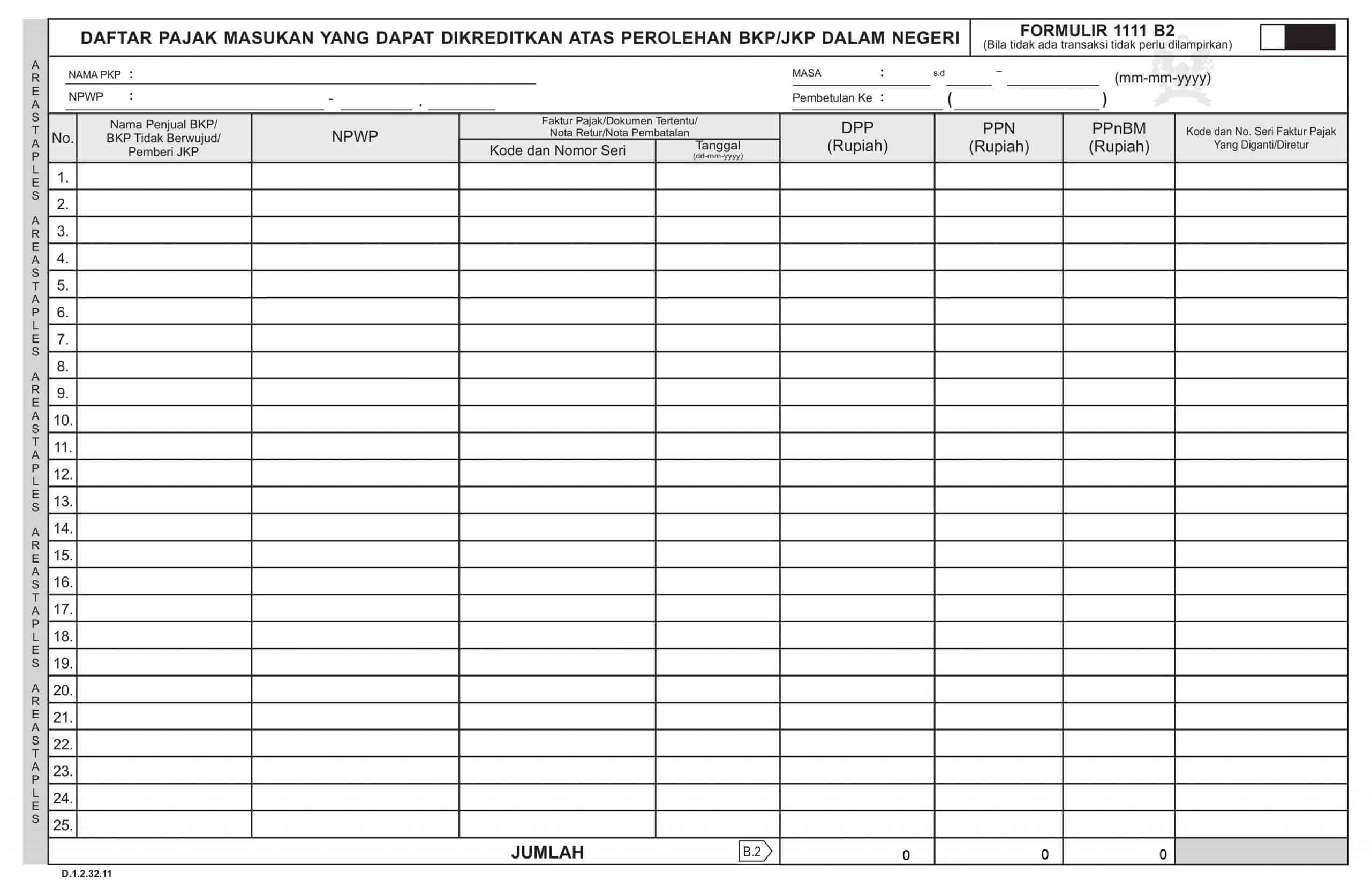 Form SPT Masa PPN 1111 Excel Terbaru & Formulir SPT Masa PPN 1107