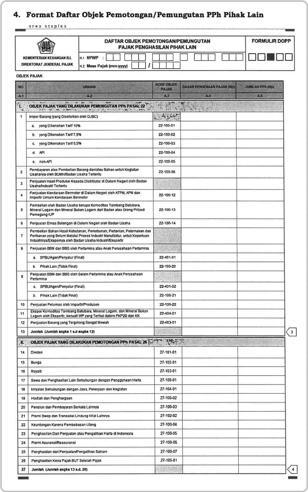 Formulir SPT Masa PPh Pasal 23 Excel Terbaru