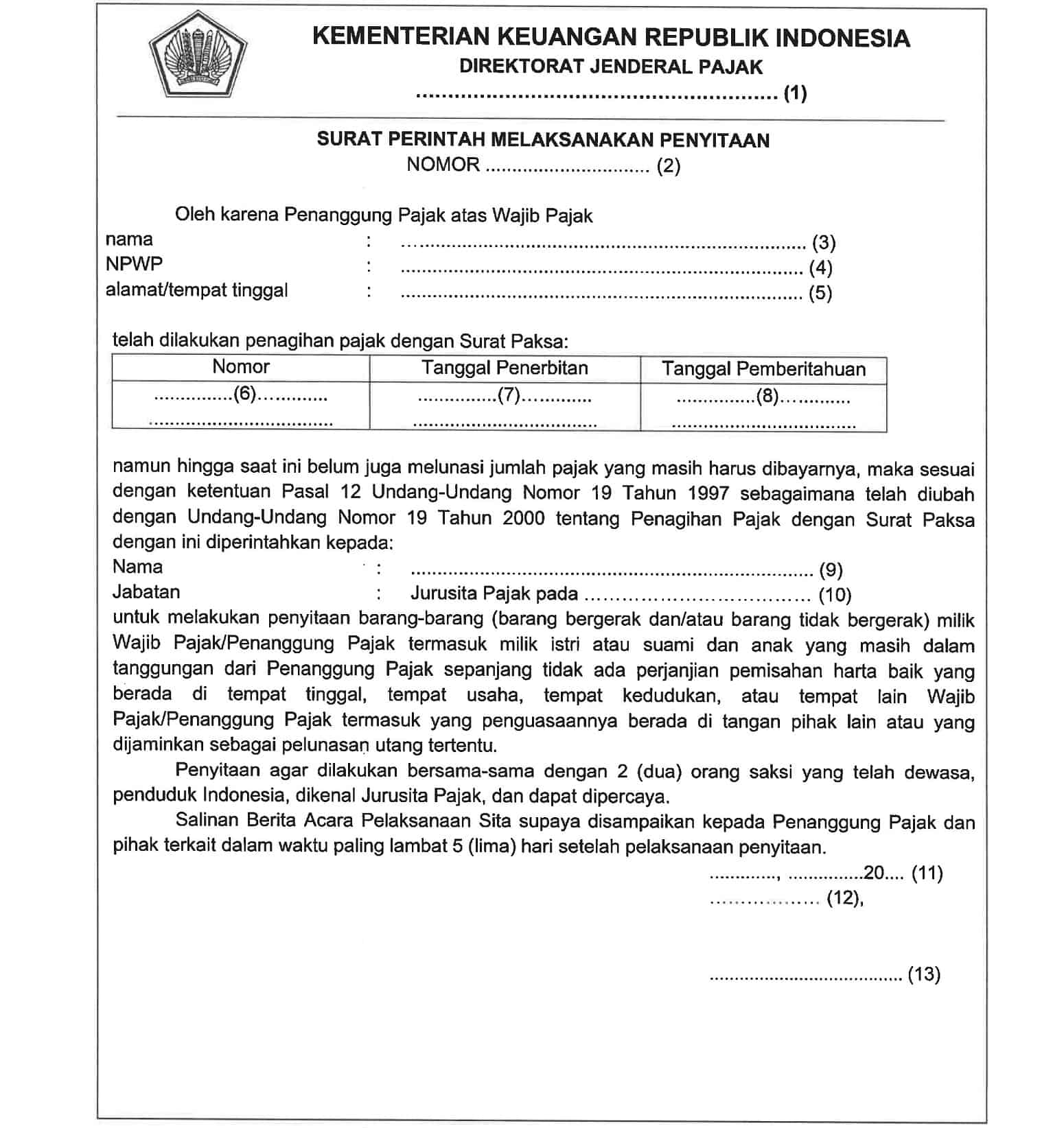 Tindakan dan Ketentuan Penagihan Pajak, dasar penagihan pajak
