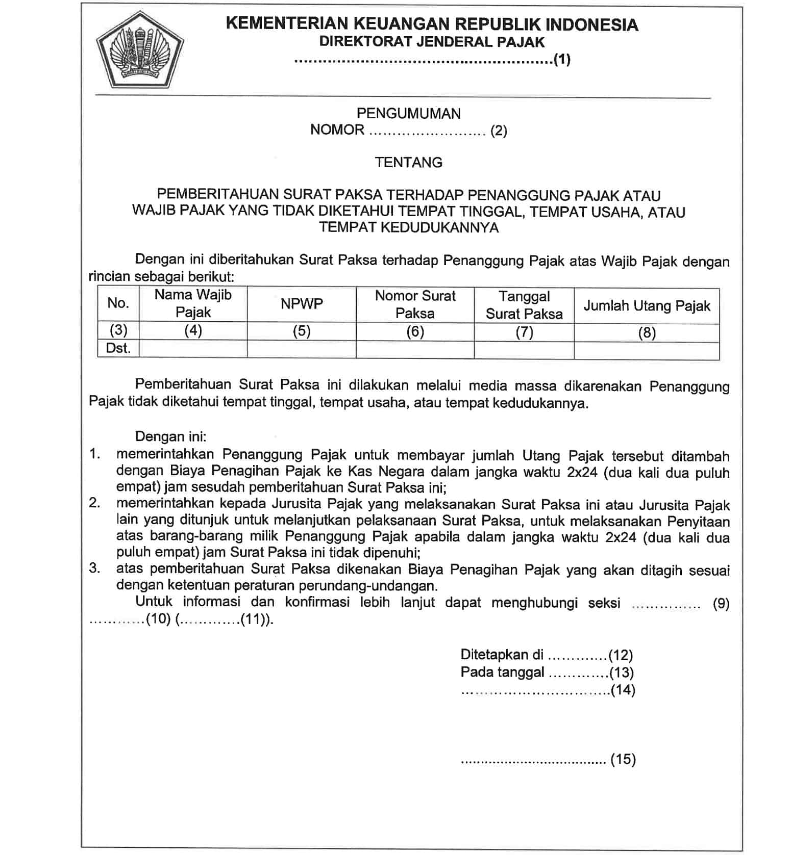 Tindakan dan Ketentuan Penagihan Pajak, dasar penagihan pajak