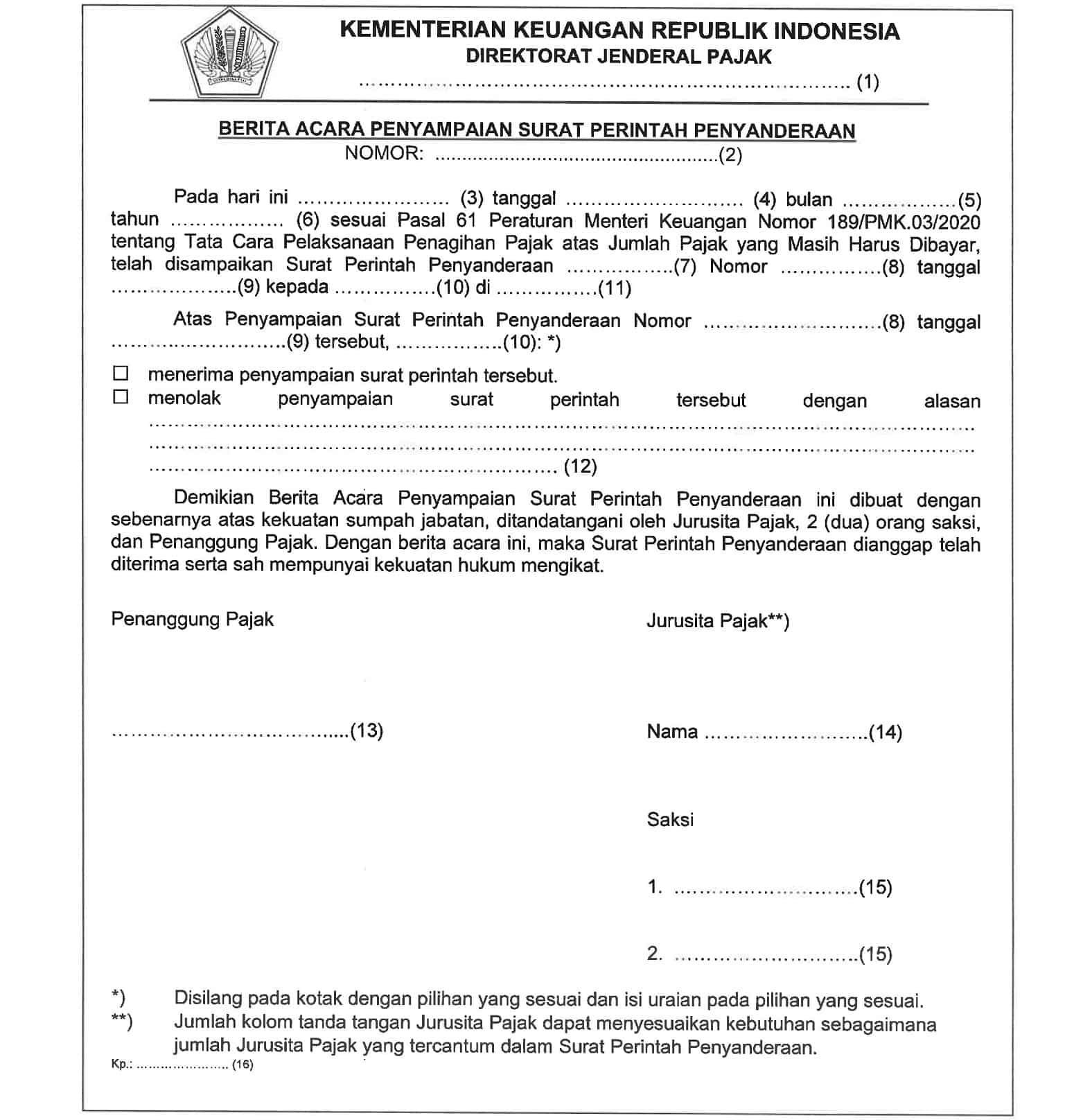 Tindakan dan Ketentuan Penagihan Pajak, dasar penagihan pajak