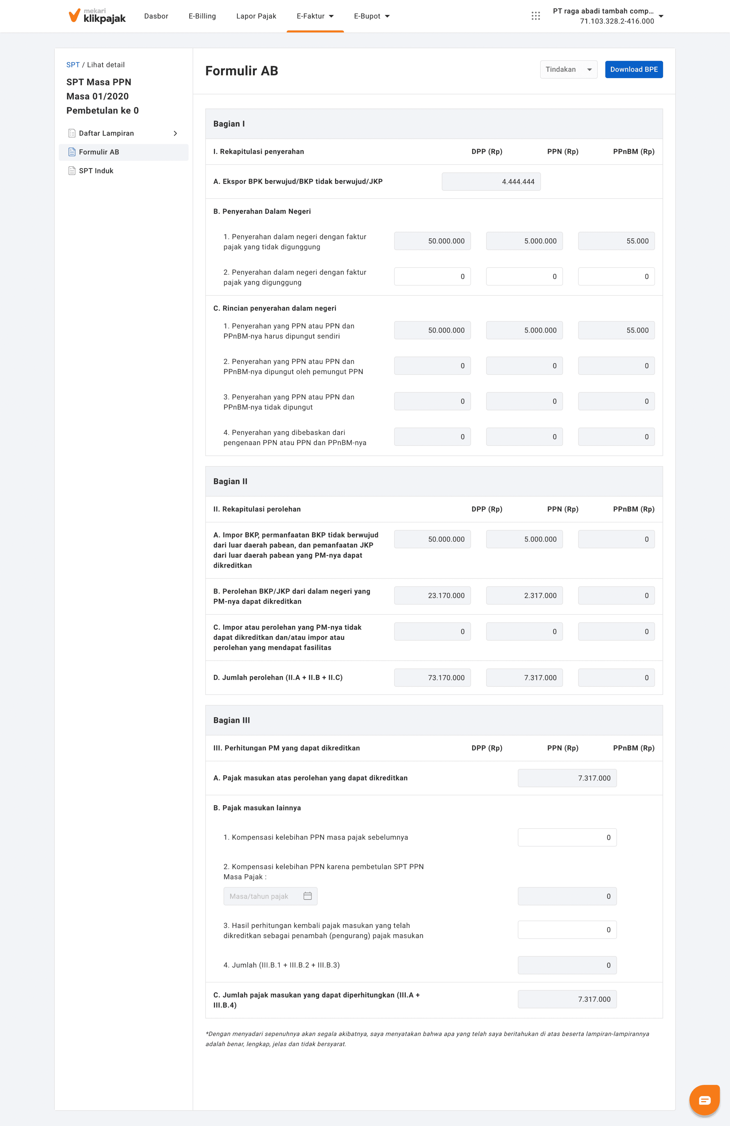 Bentuk Pengisian dan Contoh SPT Masa PPN Adalah Berikut ini!