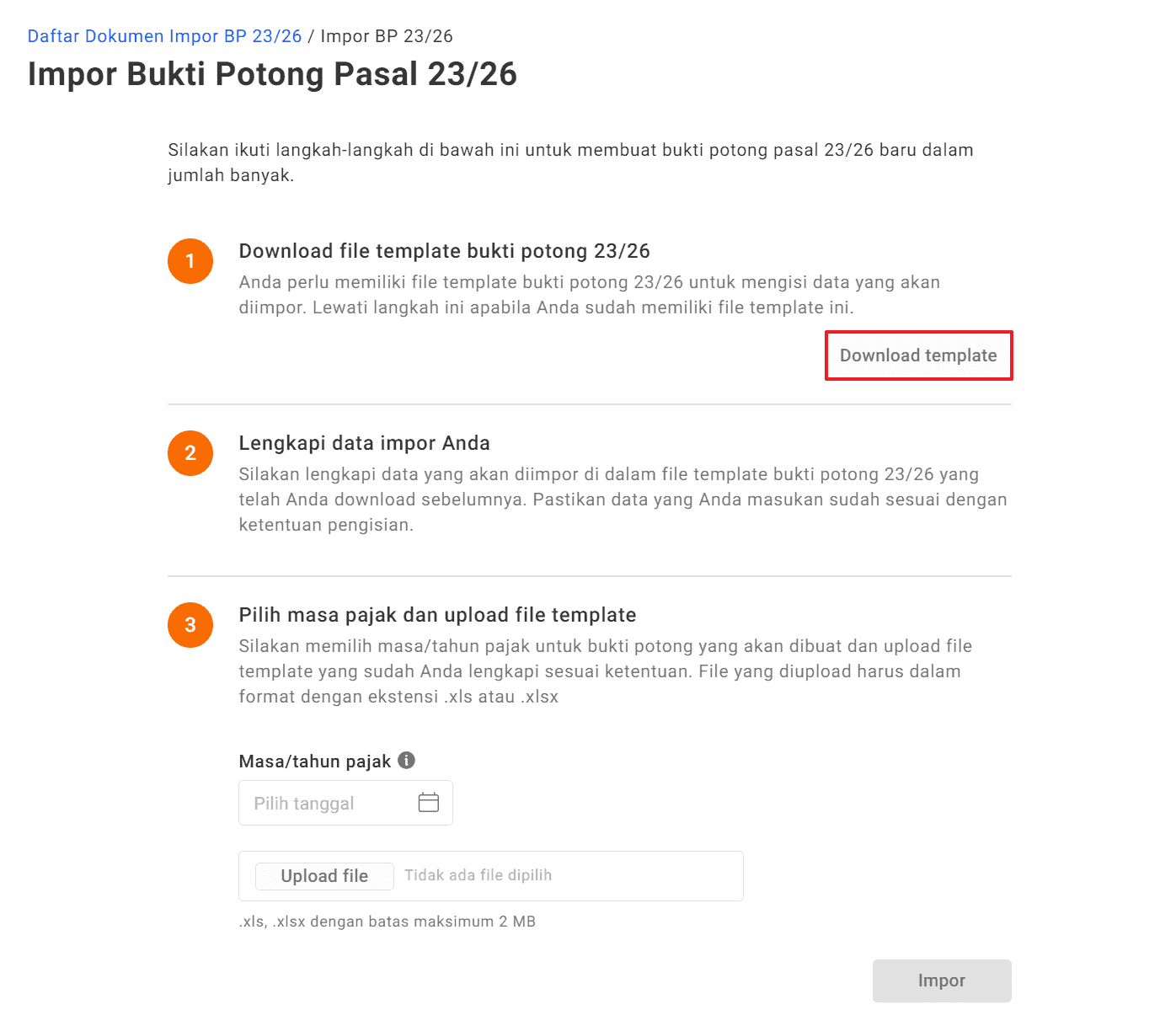 Cara Impor Bukti Potong PPh 23 ke eForm excel