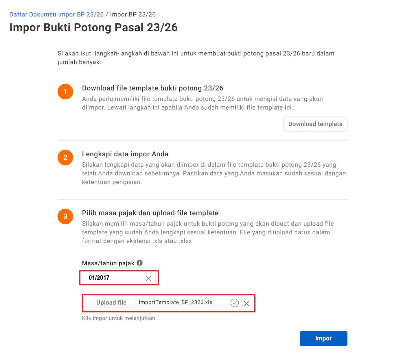 Cara Impor Bukti Potong PPh 23 ke eForm excel