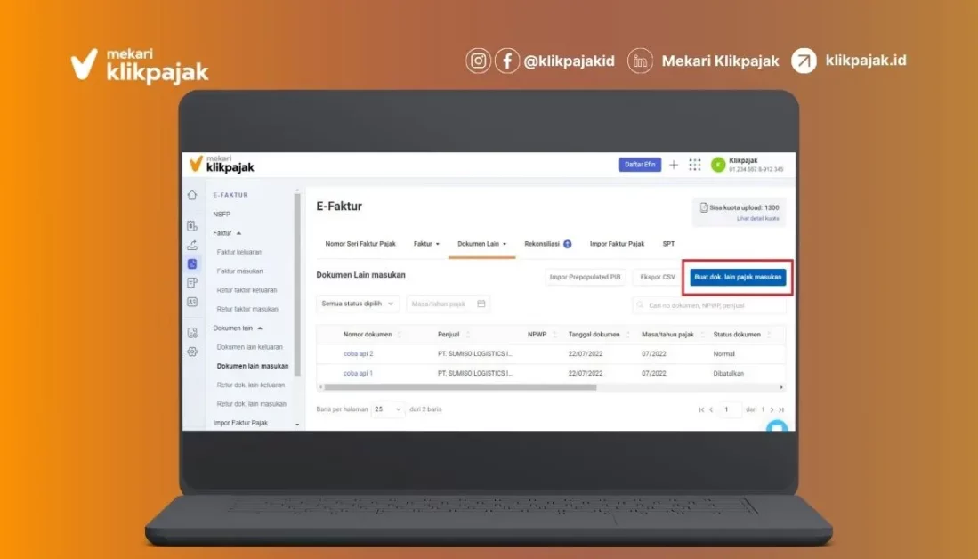 Cara Input PIB di eFaktur