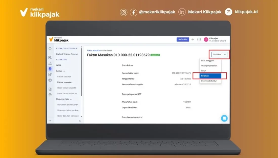 Cara Membatalkan Faktur Pajak Masukan Sudah Diupload (1)