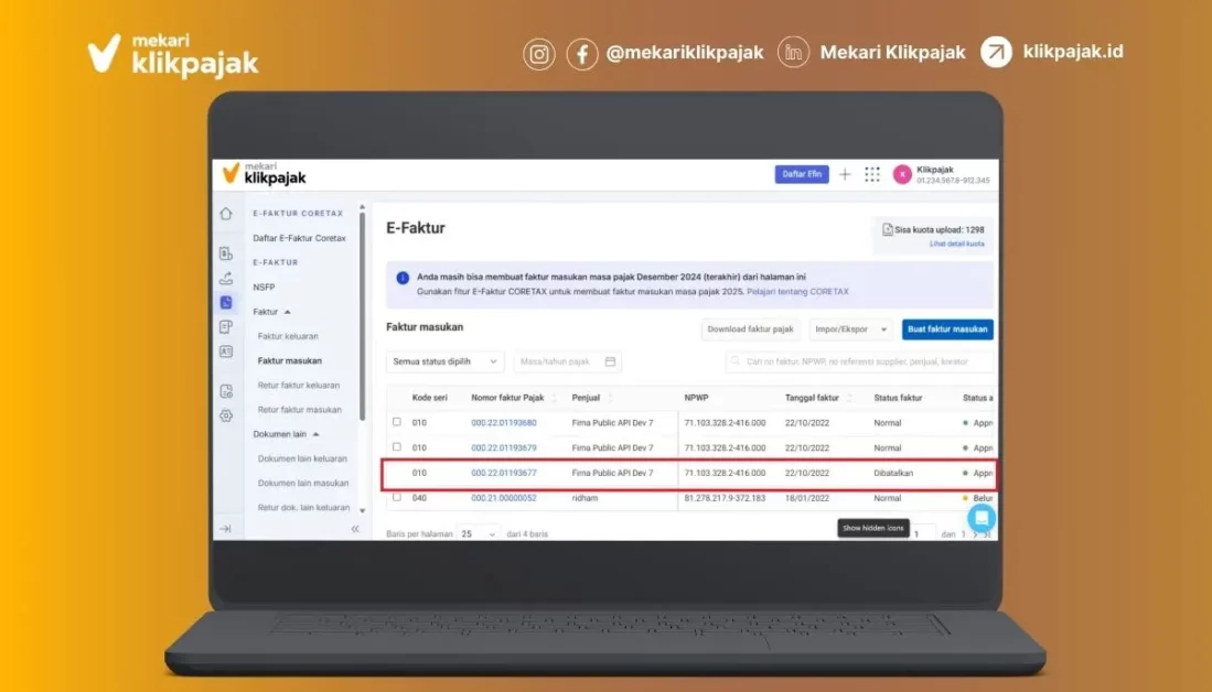 Cara Membatalkan Faktur Pajak Masukan Sudah Diupload (3)