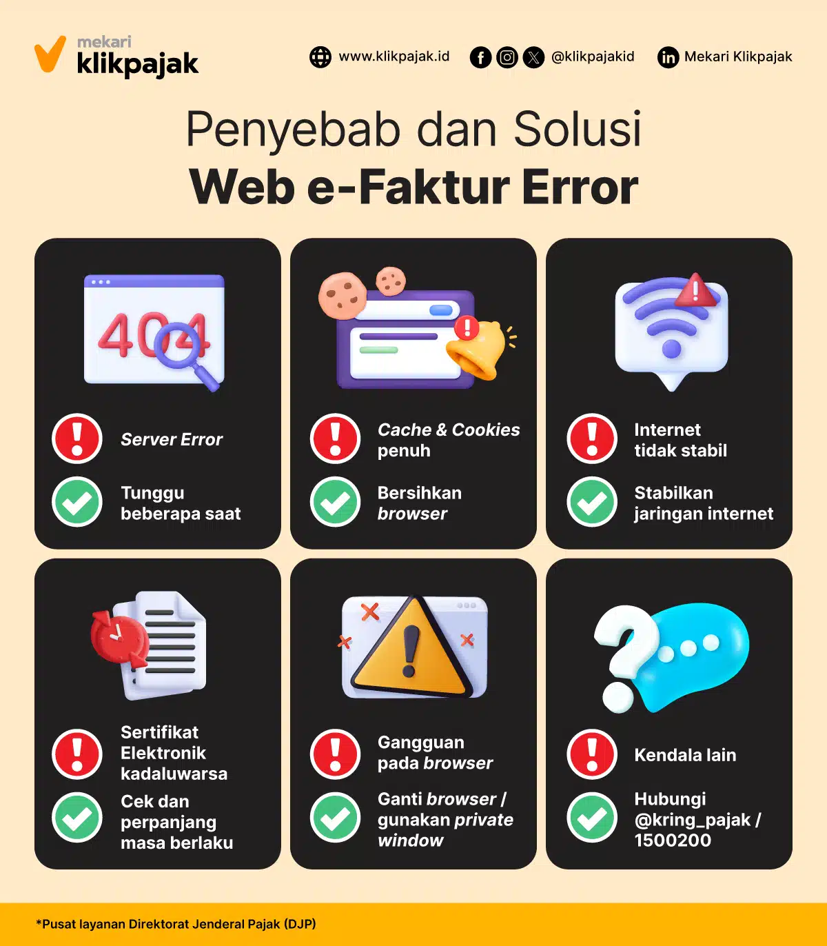 Penyebab dan Solusi Web eFaktur Error