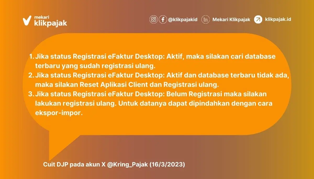 Status Aplikasi eFaktur Desktop Belum Registrasi